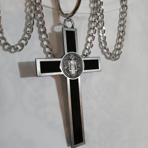 Goth Crucifix Vegan Leather Choker - Picture 8 of 9